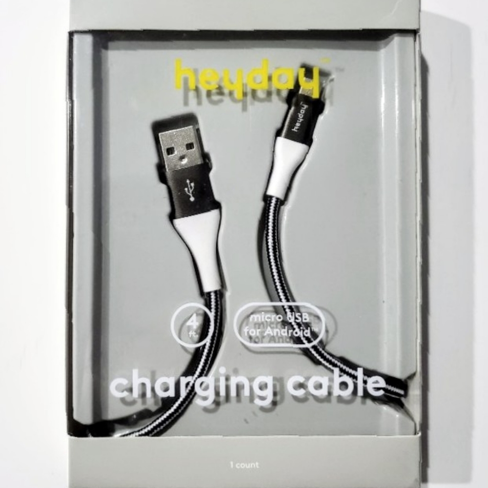 Heyday 4' Micro USB to USB-A Braided Cable - Black